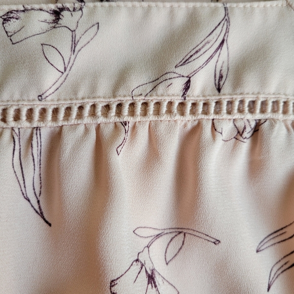 🌟 LC LAUREN CONRAD Light Peach Blouse Floral Peasant Balloon Sleeve Wm's Sz M - Picture 3 of 7